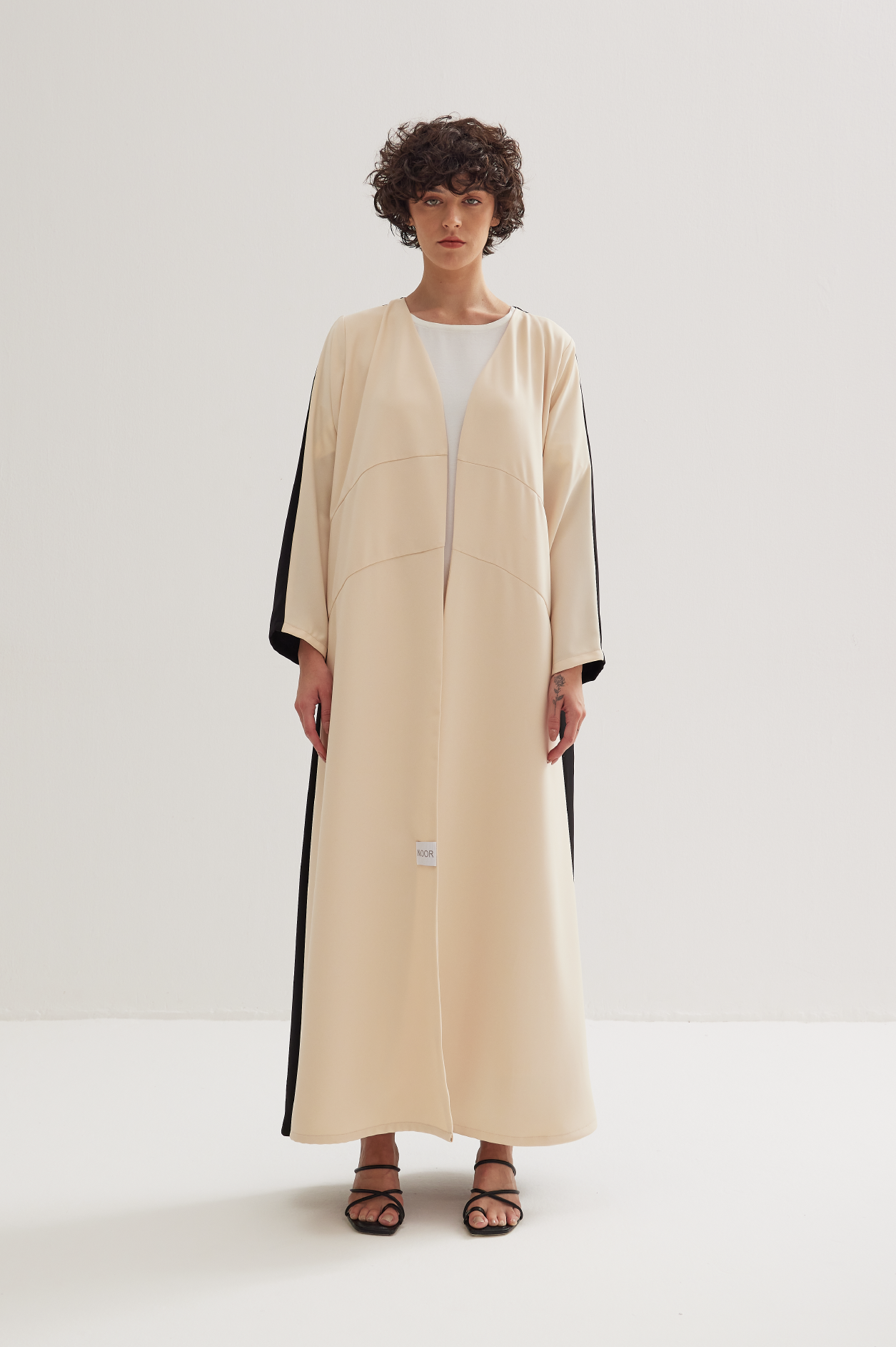 Two-Tone Abaya in Cream