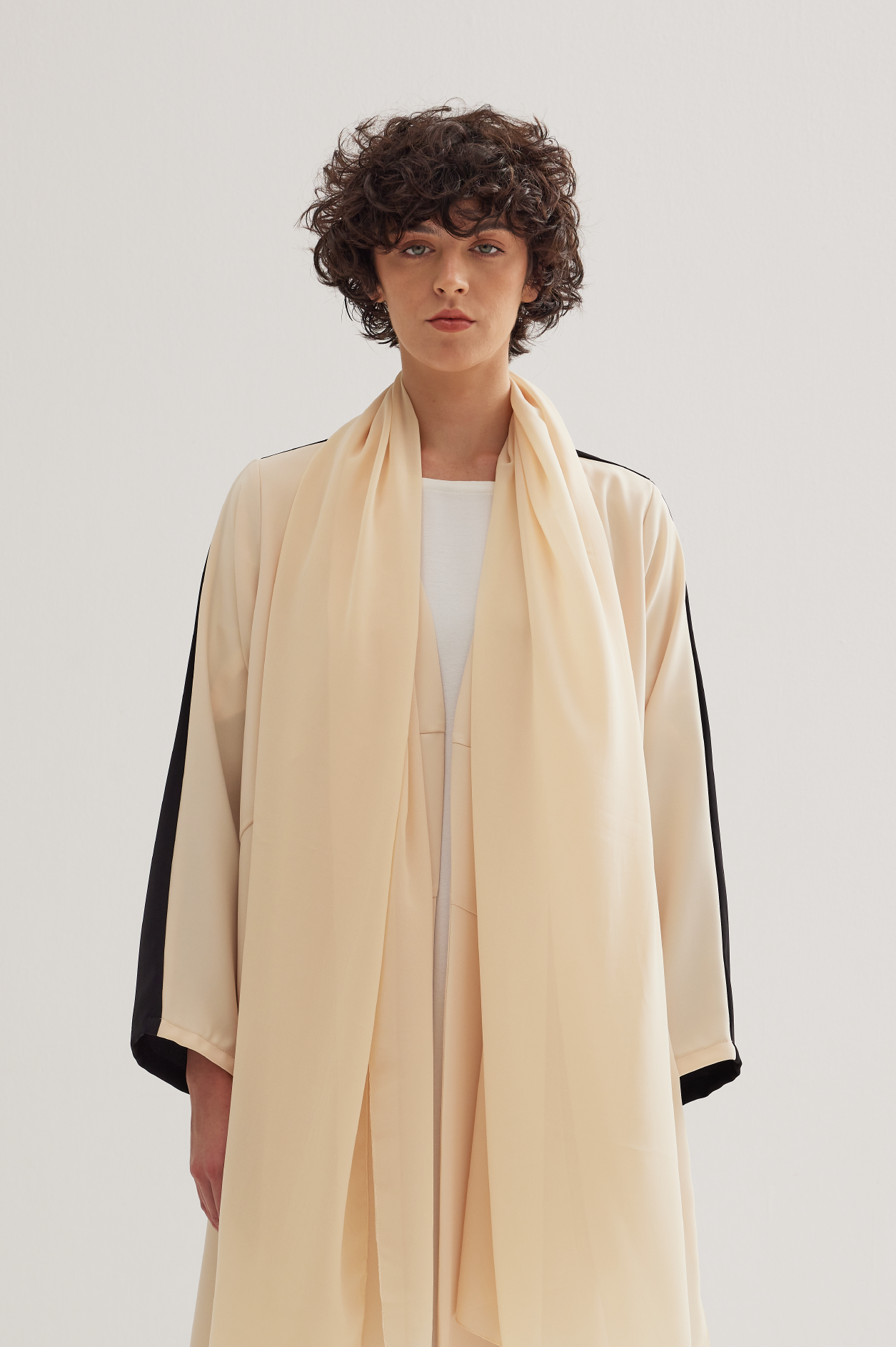 Two-Tone Abaya in Cream