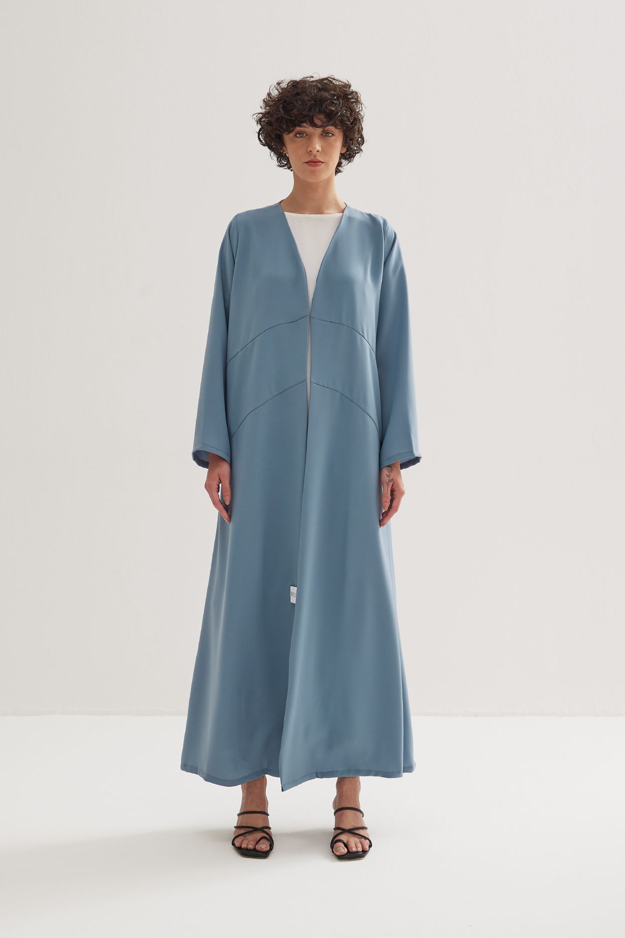 V-Neck Abaya in Bluish Grey
