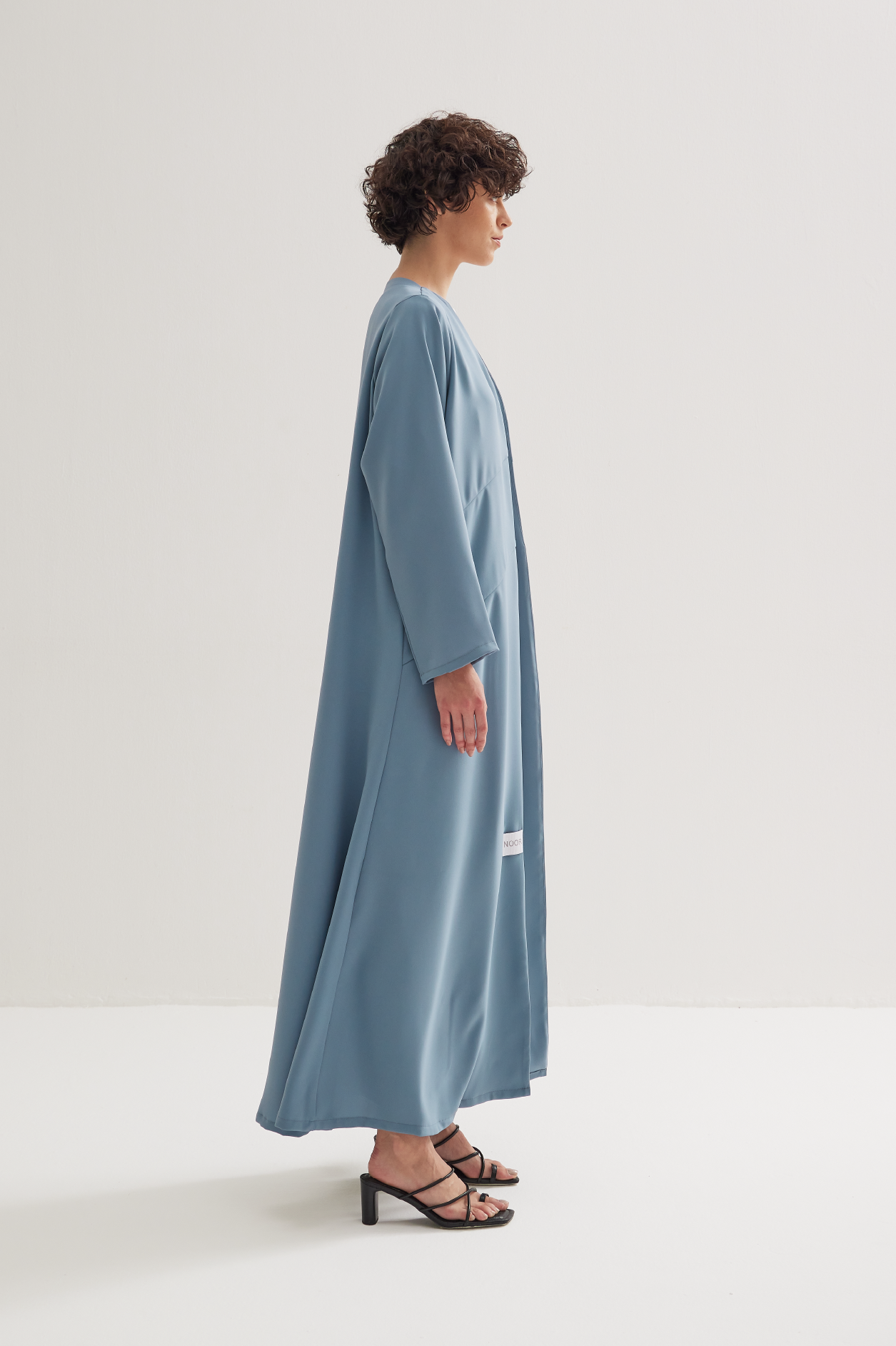 V-Neck Abaya in Bluish Grey