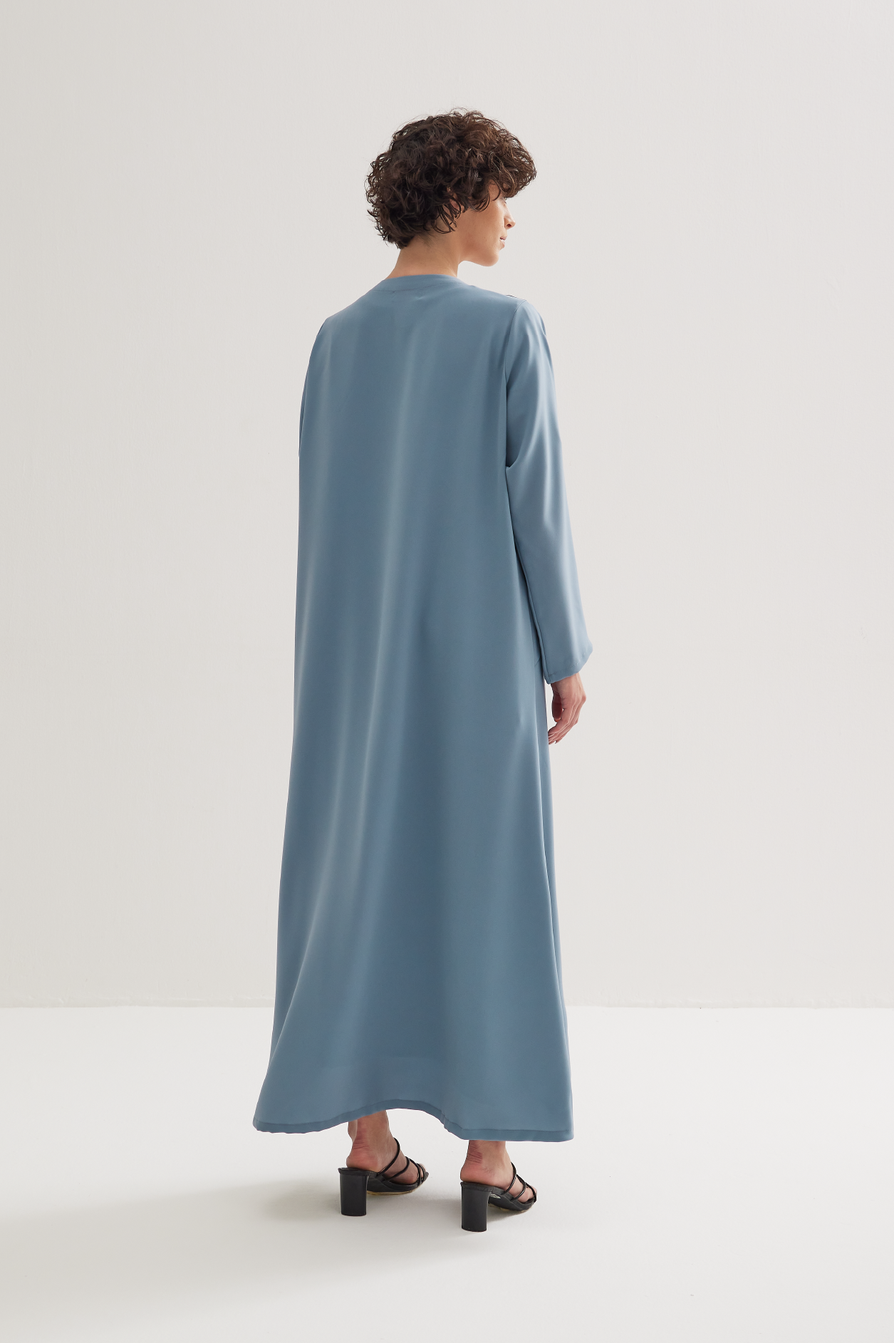 V-Neck Abaya in Bluish Grey