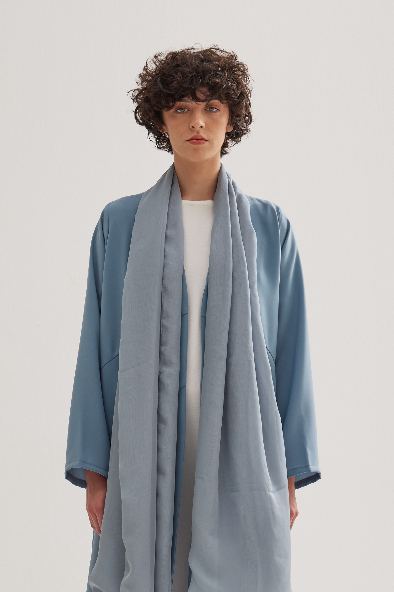 V-Neck Abaya in Bluish Grey