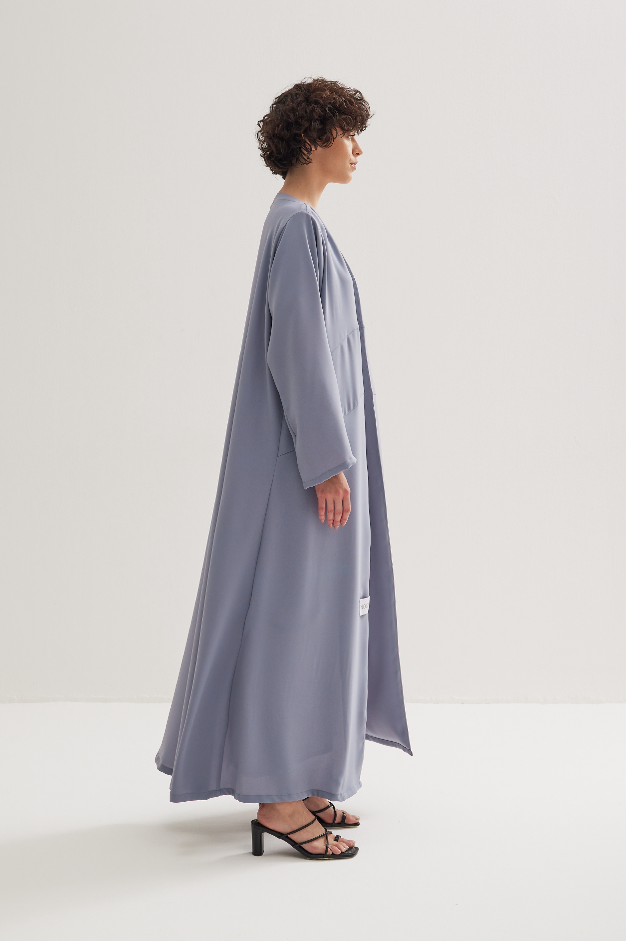V-Neck Abaya in Light Grey