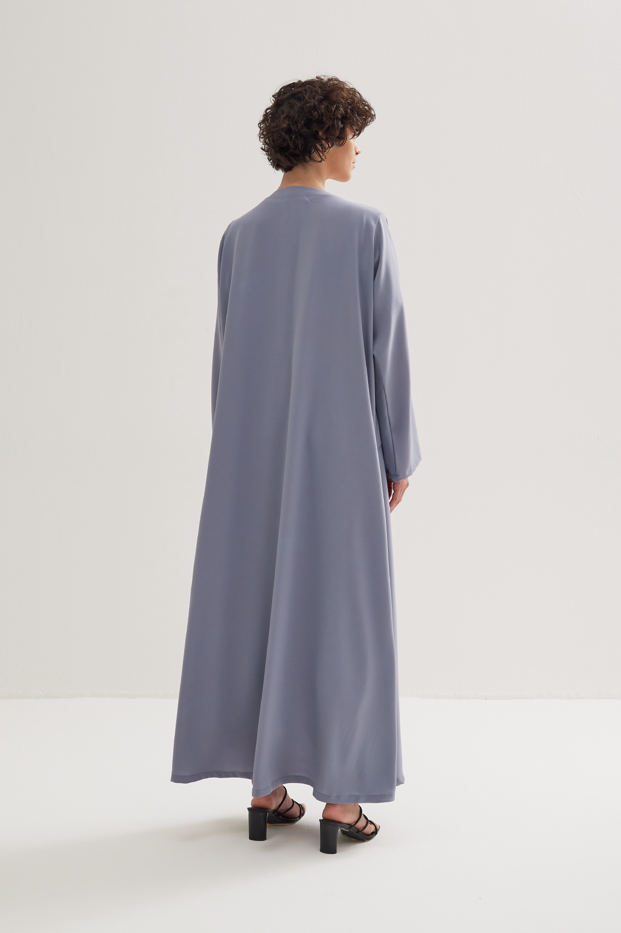 V-Neck Abaya in Light Grey