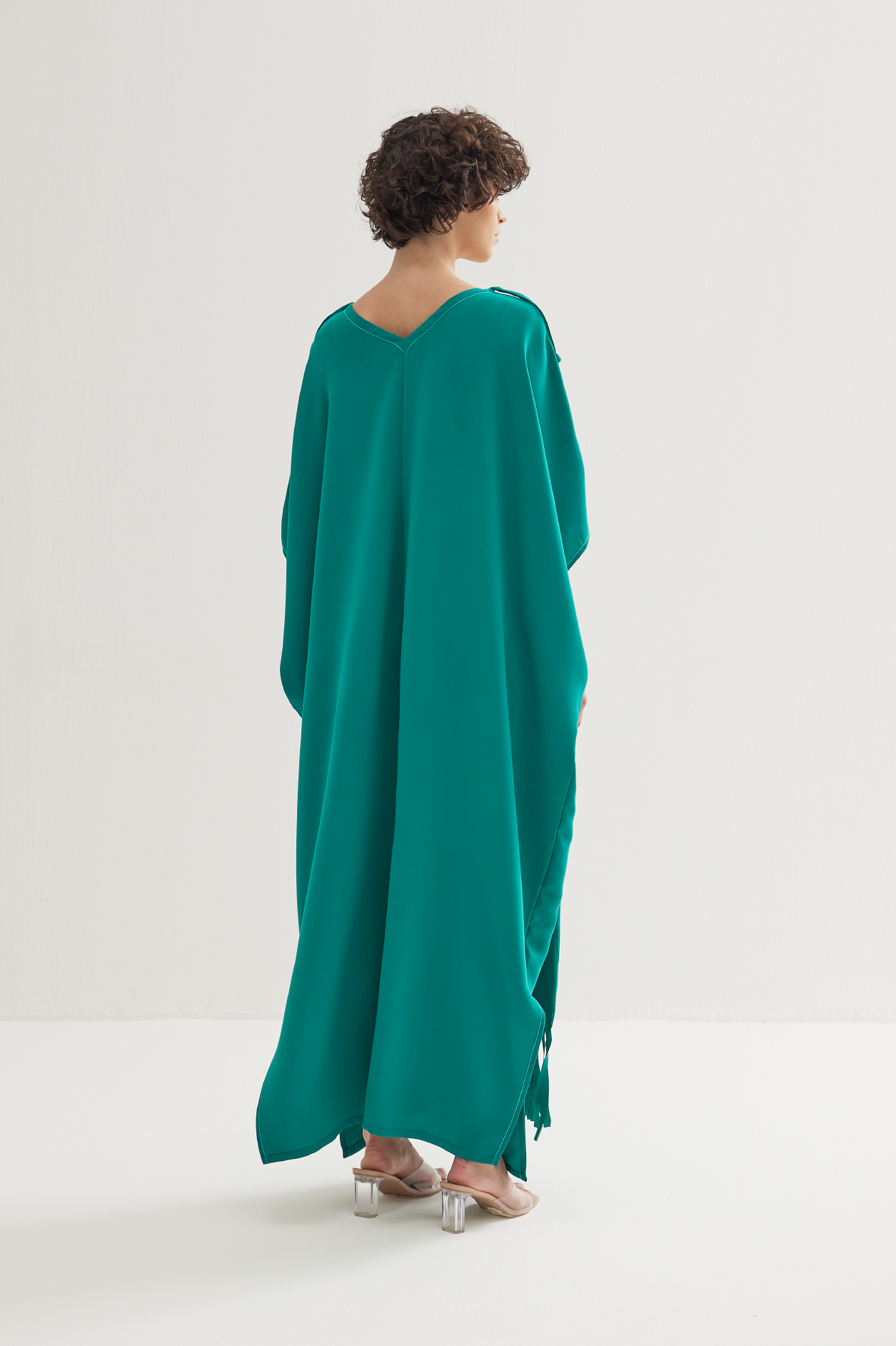 Bish-Cut Kaftan Dress in Sea Green